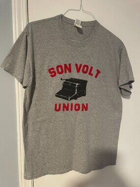 Son Volt Union Typewriter Graphic T-Shirt Gray Large Gildan